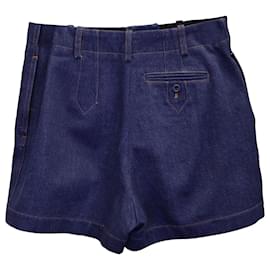 Alaïa-Alaia Denim Mini Shorts in Blue Cotton-Blue