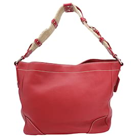 Prada-Prada Large Hand Bag in Red Pebbled Leather-Red