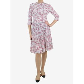 Prada-Pink and white floral printed dress with pleats - size IT 40-Pink