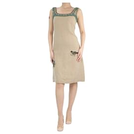 Autre Marque-Beige sleeveless beaded dress - size UK 8-Other
