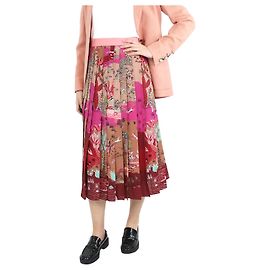 Valentino Falda midi plisada estampada rosa - talla UK 6 Rosa