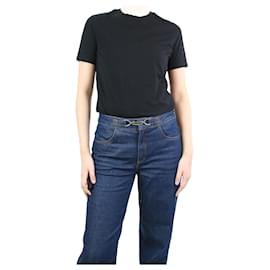 Acne-Camiseta preta de manga curta com gola redonda - tamanho M-Preto