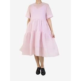 Victoria Beckham-Pink sheer textured smock dress - size M-Pink