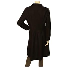 Miu Miu-Miu Miu Black Woolen V Frilled Neckline Knee Length Coat size 44-Black