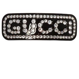 Fermacapelli nero di Gucci impreziosito da strass bianchi Nero