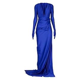 Balenciaga-Balenciaga Draped Jersey Gown In Blue-Blue