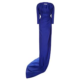 Balenciaga-Balenciaga Draped Jersey Gown In Blue-Blue