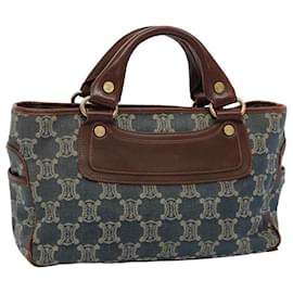 Céline-CELINE Paris Macadam Canvas Hand Bag Blue Auth bs8431-Blue