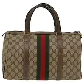 Gucci-GUCCI GG Canvas Web Sherry Line Boston Bag Beige Red Green 24 02 007 auth 54955-Red,Beige,Green
