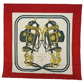 Hermès-HERMÈS CARRÉ 90 BLIDES de GALA Foulard Soie Rouge Beige Auth bs8440-Rouge,Beige