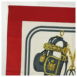 Hermès-HERMES CARRE 90 BLIDES de GALA Scarf Silk Red Beige Auth bs8440-Red,Beige