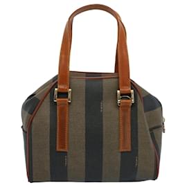 Fendi-FENDI Sac à main en toile Pecan Marron Noir Auth 53341-Marron,Noir