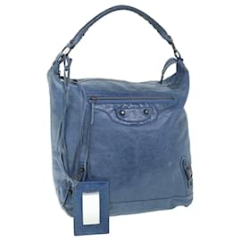 Balenciaga-BALENCIAGA The Day Shoulder Bag Leather Blue 140442 Auth bs8428-Blue
