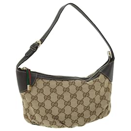 Gucci-GUCCI GG Canvas Web Sherry Line Pouch Beige Red Green 224093 auth 54781-Red,Beige,Green