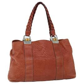 Gucci-GUCCI Tote Bag Leather Orange 232947 Auth tb893-Orange