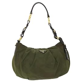 Prada-PRADA Shoulder Bag Nylon Khaki Auth ar10183-Khaki