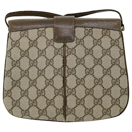 Gucci-GUCCI GG Canvas Web Sherry Line Shoulder Bag Beige Green 10 02 037 Auth yk8509-Beige,Green