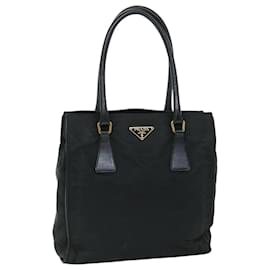 Prada-PRADA Hand Bag Nylon Leather Black Auth ac2203-Black
