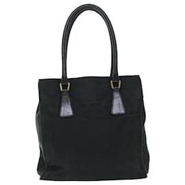 Prada-PRADA Sac à main Nylon Cuir Noir Auth ac2203-Noir