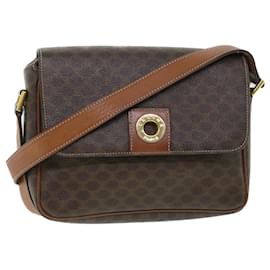 Céline-CELINE Macadam Canvas Shoulder Bag PVC Leather Brown Auth 54894-Brown