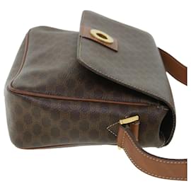 Céline-CELINE Macadam Canvas Shoulder Bag PVC Leather Brown Auth 54894-Brown