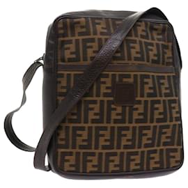 Fendi-FENDI Zucca Canvas Shoulder Bag Vintage Brown Auth yk8520-Brown