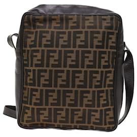 Fendi-FENDI Zucca Canvas Shoulder Bag Vintage Brown Auth yk8520-Brown