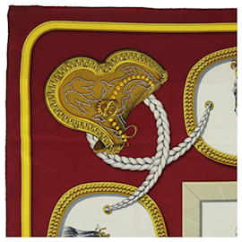 Hermès-HERMES CARRE 90 GRAND APPARAT Sciarpa Seta Rossa Auth 54049-Rosso