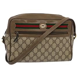 Gucci-GUCCI GG Canvas Web Sherry Line Shoulder Bag Beige Red 56 02 088 Auth yk8641-Red,Beige