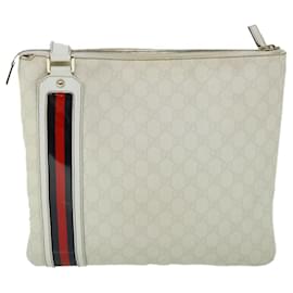 Gucci-Borsa a tracolla GUCCI Canvas GG Sherry Line Bianco Rosso Navy 152608 Auth yk8621-Bianco,Rosso,Blu navy