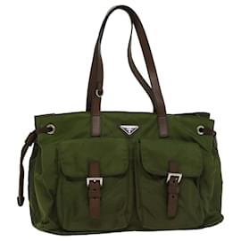 Prada-PRADA Tote Bag Nylon Khaki Auth 54957-Khaki