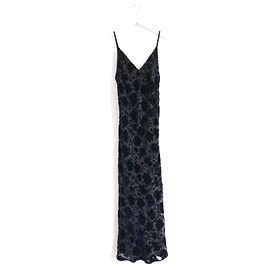 LoveShackFancy Love Shack - Robe fantaisie Kate en velours dévoré Bleu Marine Bleu foncé