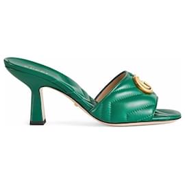 Gucci-GUCCI MARMONT 75MM GG Matelassé Mules-Green