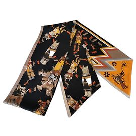 Hermès Sciarpa Hermes in maxi twilly "Kachinas" in seta Multicolore
