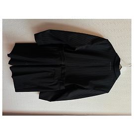 Mm6 Jaqueta Blazer Longa Preta Preto