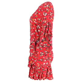 Maje-Maje Blumen-Wickelkleid aus roter Baumwolle-Rot
