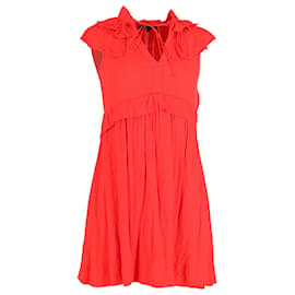 Maje-Maje Ruffled Mini Dress in Red Viscose-Red