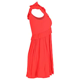 Maje-Mini-robe à volants Maje en viscose rouge-Rouge