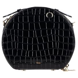 Maje Hatbox Bag in Black Croc-Embossed Leather Black