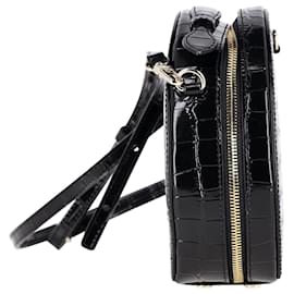 Maje-Maje Hatbox Bag in Black Croc-Embossed Leather-Black