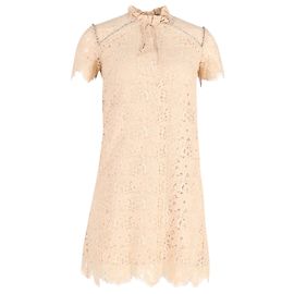 Sandro verziertes Spitzen-Minikleid aus beiger Baumwolle Braun Beige
