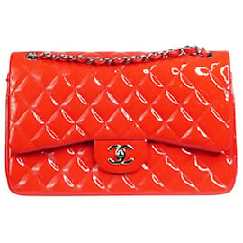 Chanel-Red 2013-2014 jumbo patent Classic Double Flap-Red