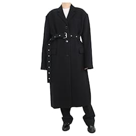 Acne-Maxi cappotto nero in lana con spalle imbottite - taglia UK 14-Nero