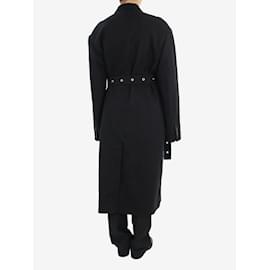 Acne-Black padded-shoulder wool maxi coat - size UK 14-Black