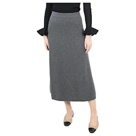 Chanel-Falda midi de punto de cashmere gris - talla UK 12-Gris