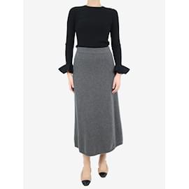 Chanel-Falda midi de punto de cashmere gris - talla UK 12-Gris