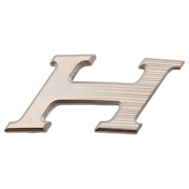 Hermès-HERMÈS :  HERMES Paris Boucle de ceinture H Speed en métal palladié brossé gris moyen. Largeur : 32 mm.-Argenté