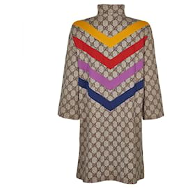 GG Supreme lace-trimmed silk maxi dress in multicoloured - Gucci