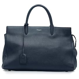 Saint Laurent-Saint Laurent Blue Medium Cabas Rive Gauche-Blue,Navy blue