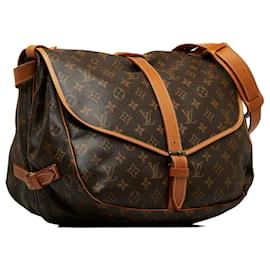 Louis Vuitton-Louis Vuitton Monogram Marron Saumur 35-Marron